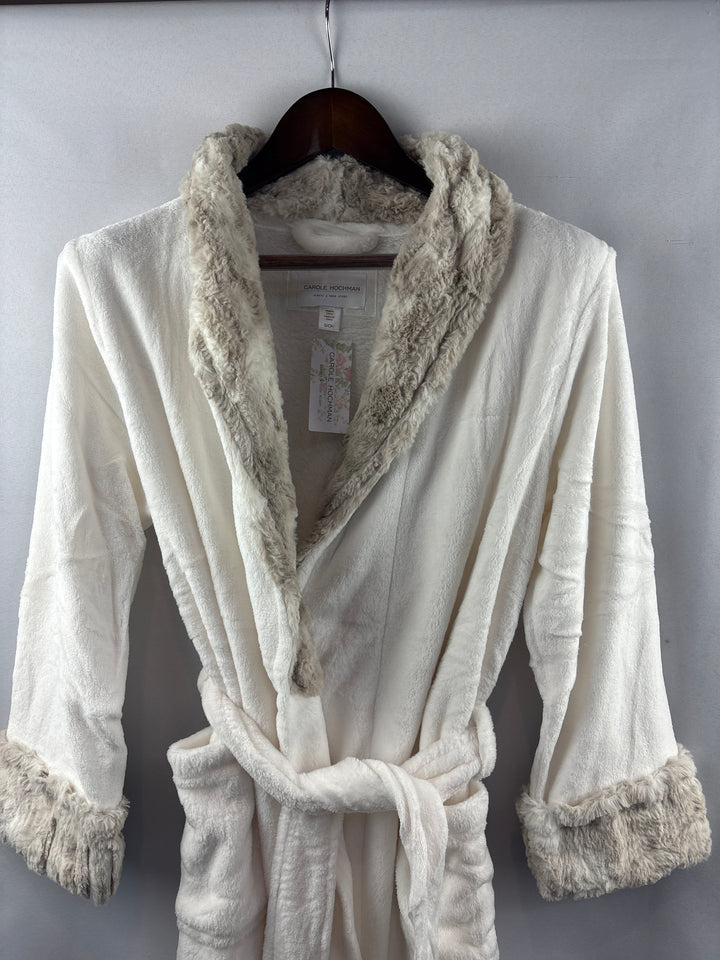 Women’s Carole Hochman Small Cream Faux Fur Robe