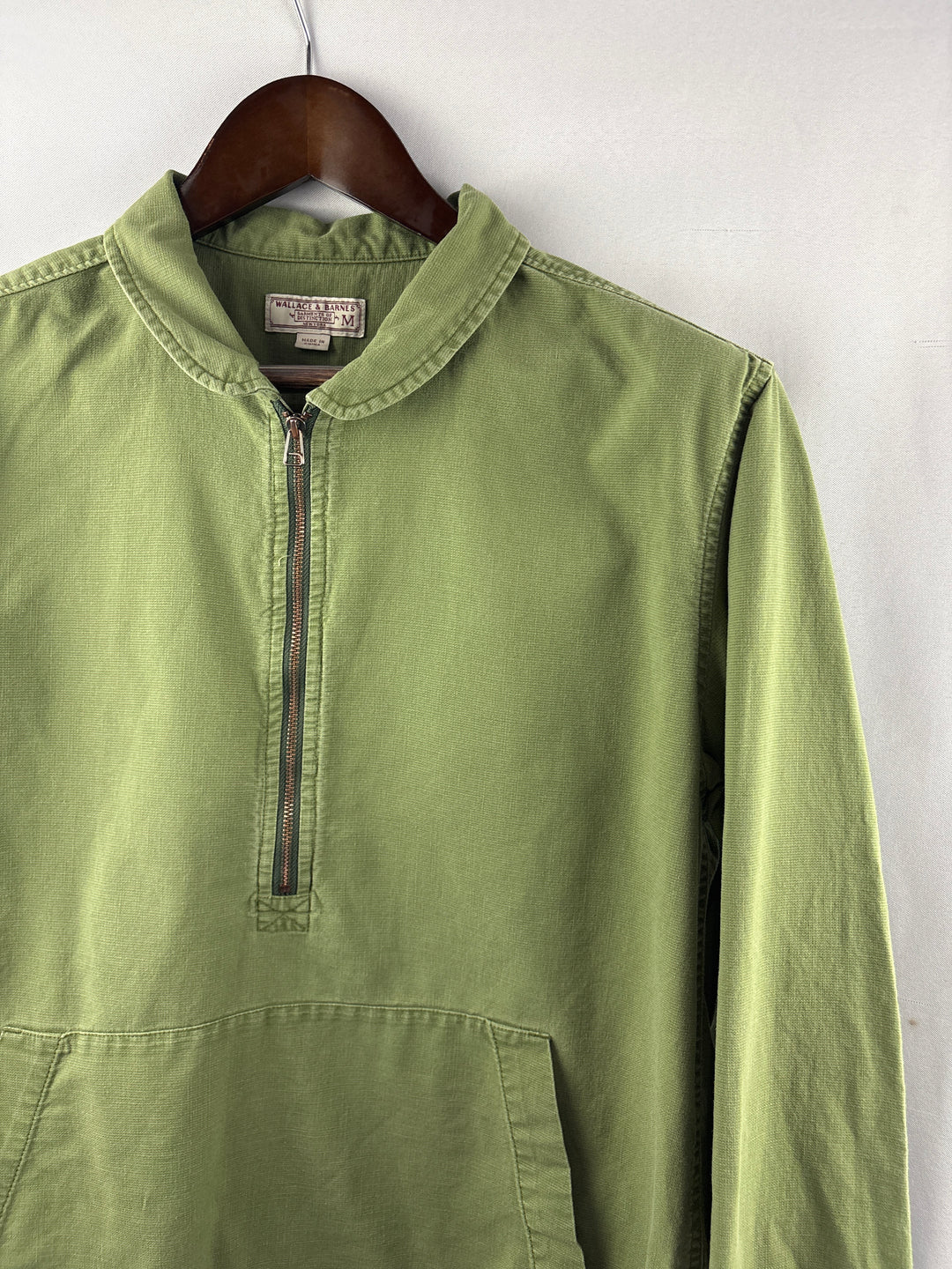 Men’s Wallace &amp; Barnes Medium Army Green Half-Zip Shirt