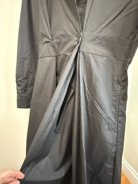 Black Maxi Shirt Dress Long Sleeve Pockets NWT SzXL