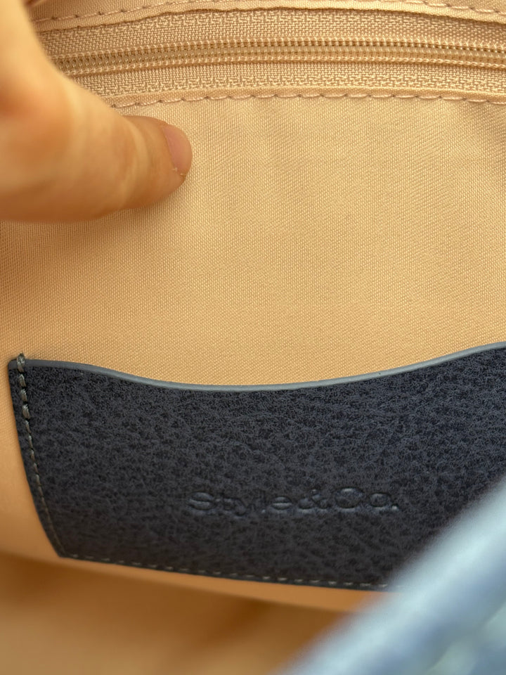Women’s Style&Co Navy Blue Leather Crossbody Purse