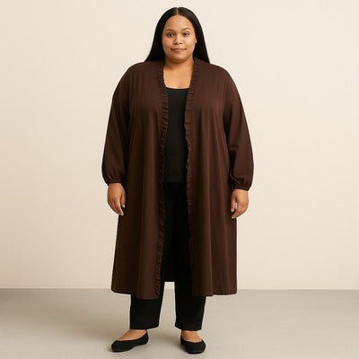 Women's Roaman's Brown Cotton & Polyester Blend Cardigan- Size 2X