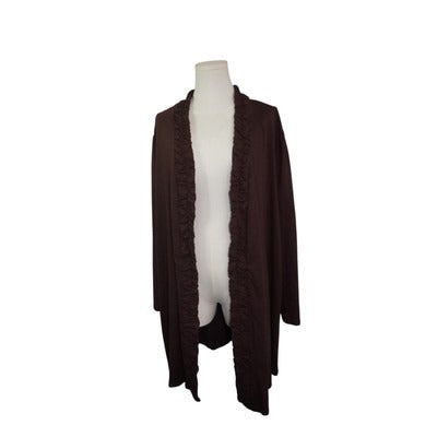 Women's Roaman's Brown Cotton & Polyester Blend Cardigan- Size 2X