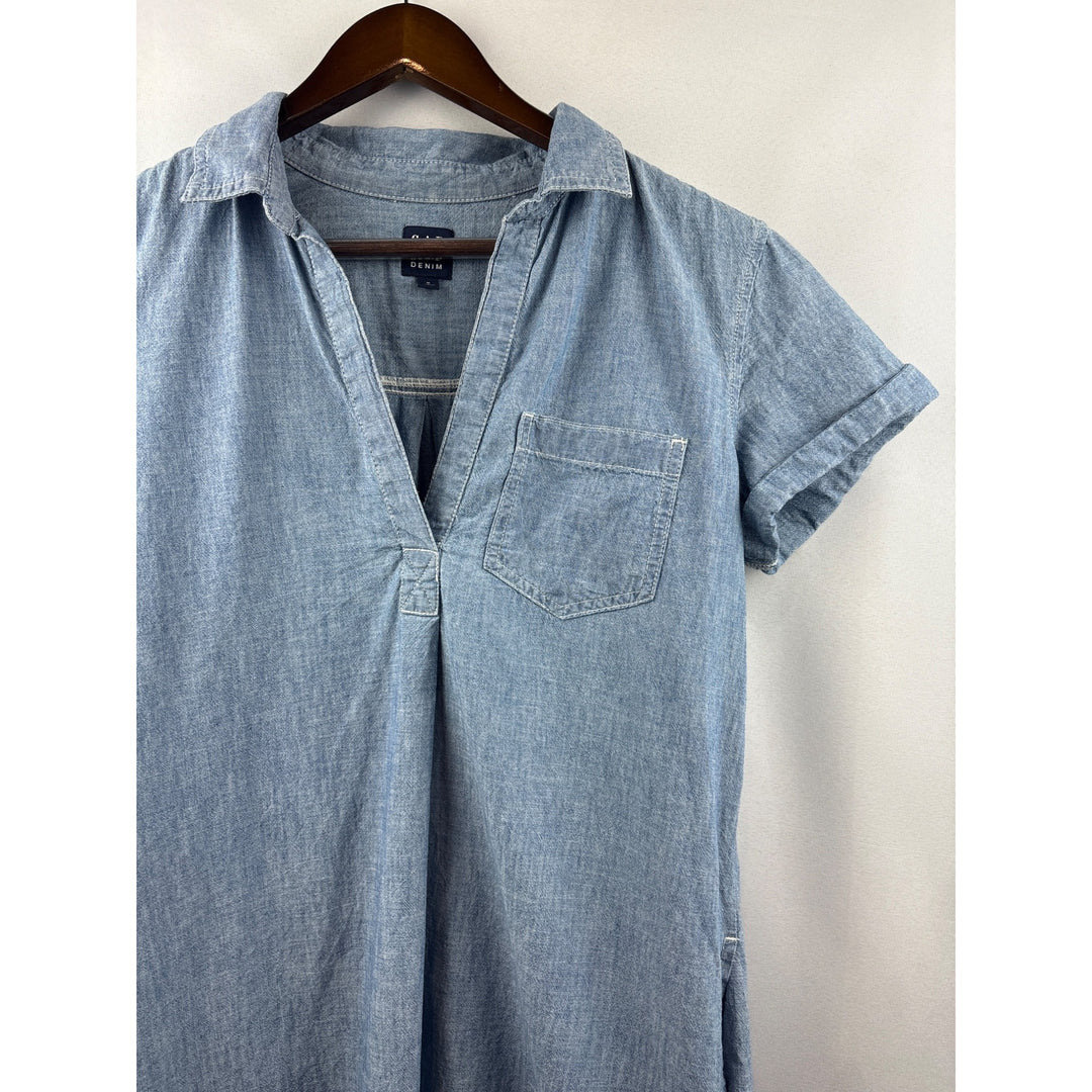 Women’s GAP Medium Light Blue Denim Midi Short Sleeve Dress