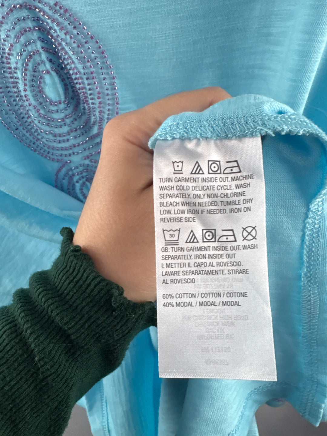 Women’s Bellisima Kim Gravel Large Aqua Beaded Blouse