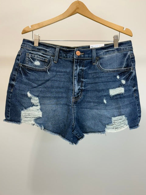 SO High Rise Mom Shorts Distressed Raw Hem Denim NWT Sz17/33W