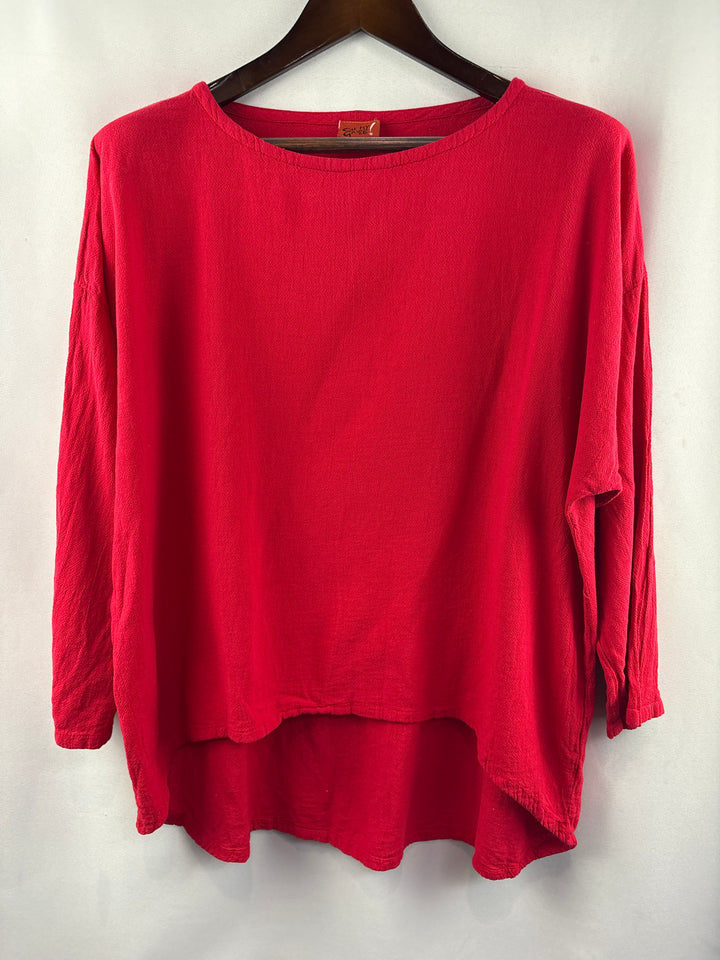 Women’s Oh My Gauze! Large Bright Red Long Sleeve Blouse