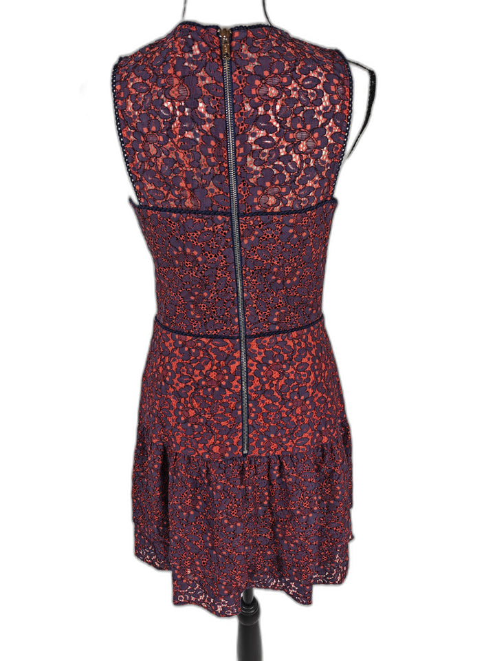 Womens Parker Nerissa Lace Dress Red Navy Size S