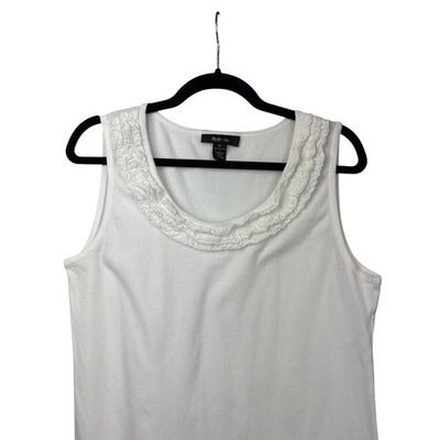 Women’s Style&Co Size XL White Tank Top with Ruffle Detail