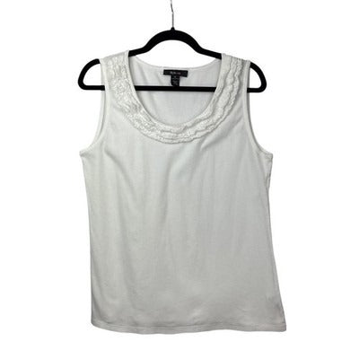 Women’s Style&Co Size XL White Tank Top with Ruffle Detail