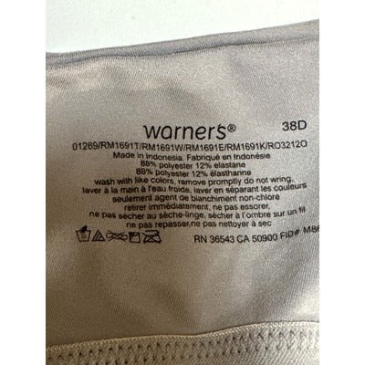 Warners 38D Gray Bra Wireless and Seamless NWOT