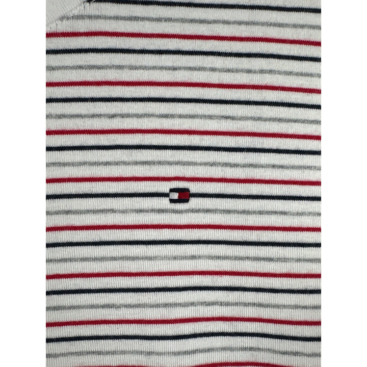 Tommy Hilfiger Womens Striped Crew Neck T-Shirt L/G 100% Cotton White/Red/Black