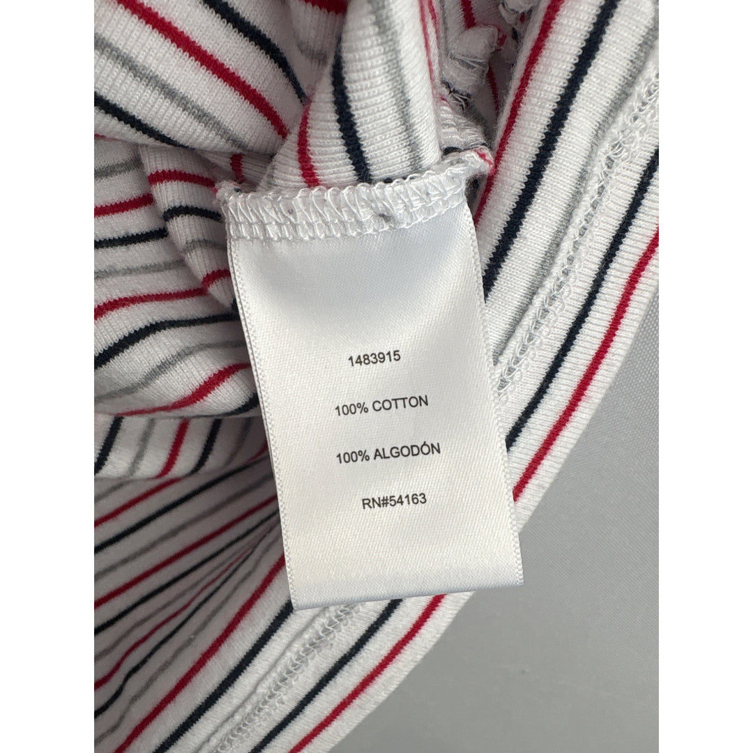 Tommy Hilfiger Womens Striped Crew Neck T-Shirt L/G 100% Cotton White/Red/Black