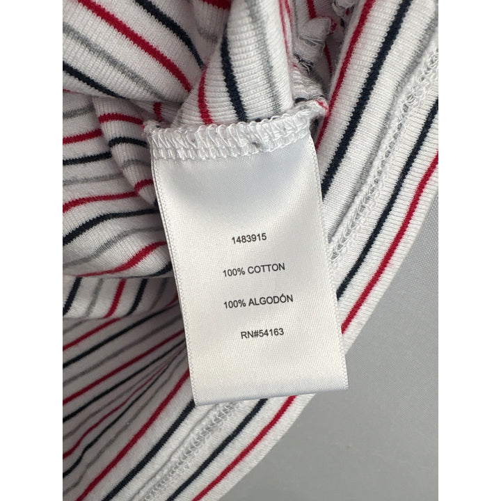 Tommy Hilfiger Womens Striped Crew Neck T-Shirt L/G 100% Cotton White/Red/Black