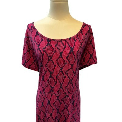 Women’s Michael Kors Pink Cap Sleeve Snakeskin Print Dress Sz 3X
