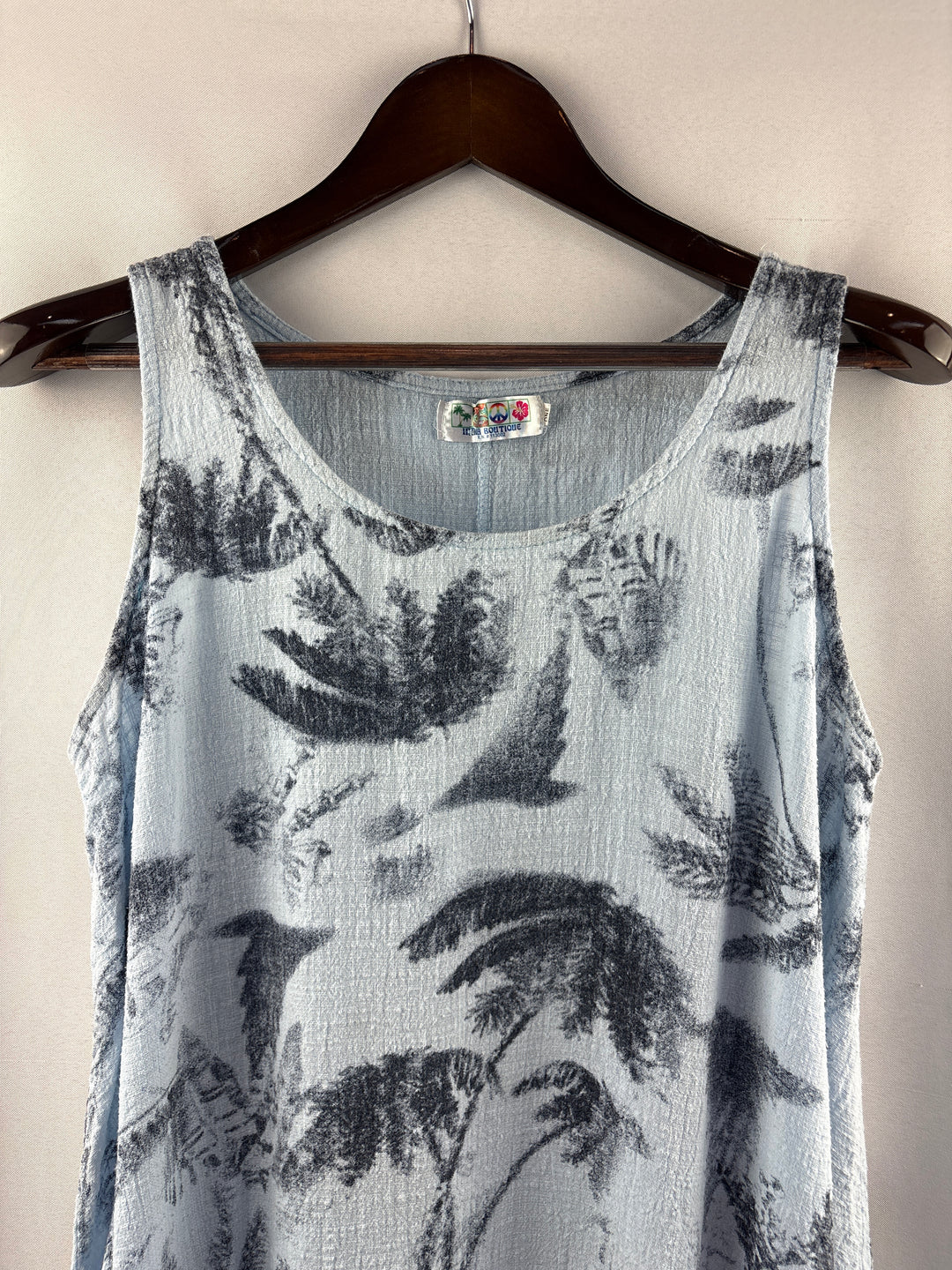 Women’s India Boutique One Size Pale Blue Palm Tree Dress