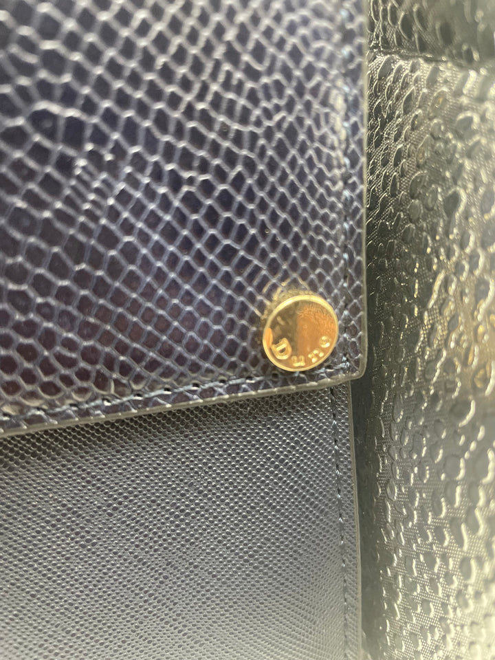 Dune London Navy Blue Structured Satchel Handbag Gold Hardware Women&