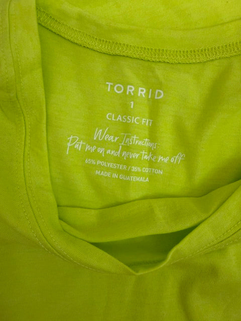 Torrid Neon Yellow Classic Fit Tee Sz1 /1X NWT