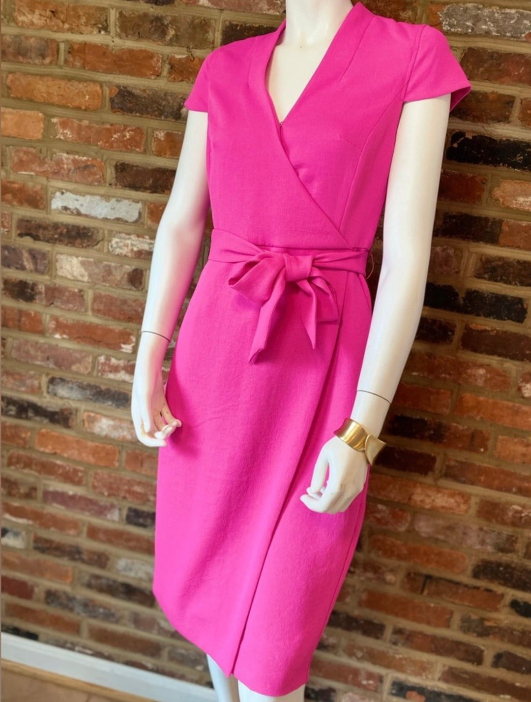 J.Crew Pink Triple Dobby Belted Faux Wrap Dress Sz14 NWOT