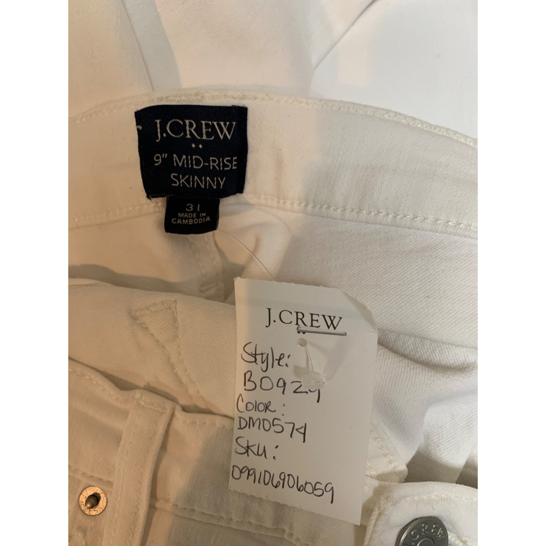J.Crew Womens 9" Mid-Rise Skinny Jeans Size 31 White Denim