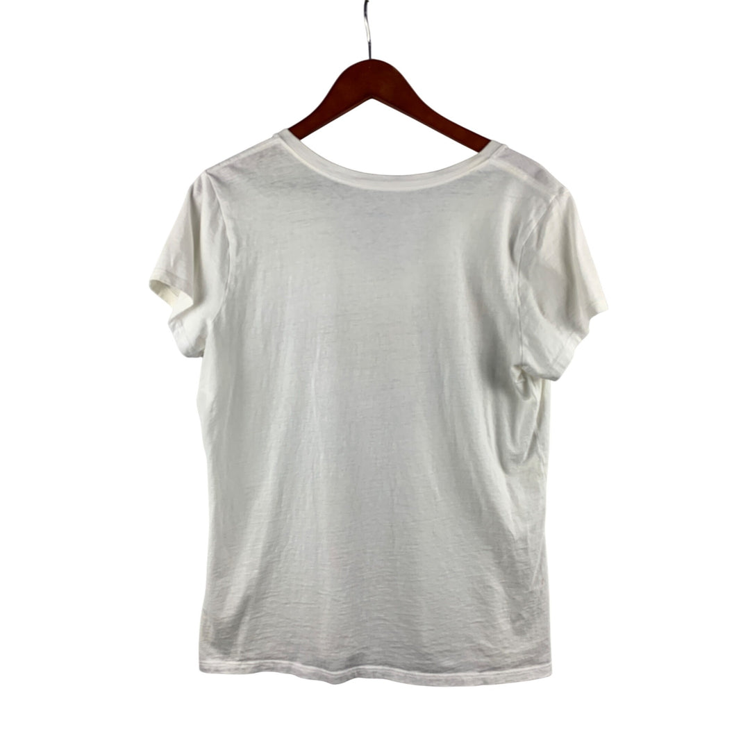 Old Navy X-Large Butterfly Graphic Tee Shirt Womens 100% Cotton Short Sleeve V-Neck White Colorful