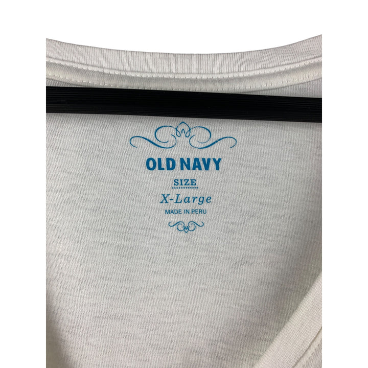 Old Navy X-Large Butterfly Graphic Tee Shirt Womens 100% Cotton Short Sleeve V-Neck White Colorful
