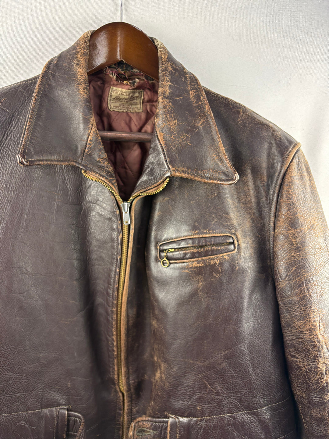 Men’s Admiral Byrd Large Vintage 1940’s-50’s Brown Leather Jacket