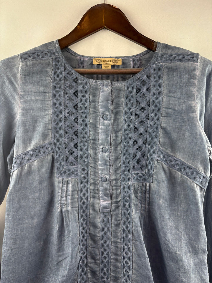 Women’s Vintage America Small Grayish Blue Blouse