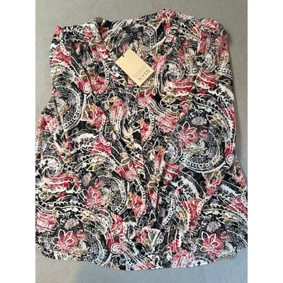 Women’s NYDJ Smocked V-Neck Haywarpais Blouse NWT Sz M