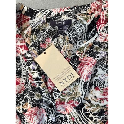 Women’s NYDJ Smocked V-Neck Haywarpais Blouse NWT Sz M
