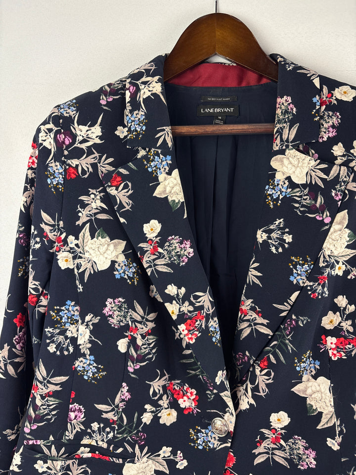 Women’s Lane Bryant Size 16 Navy Blue Floral Blazer