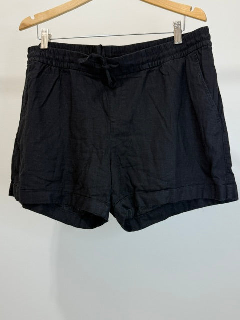Old Navy Linen Blend Pull On Shorts Black Drawstring XL