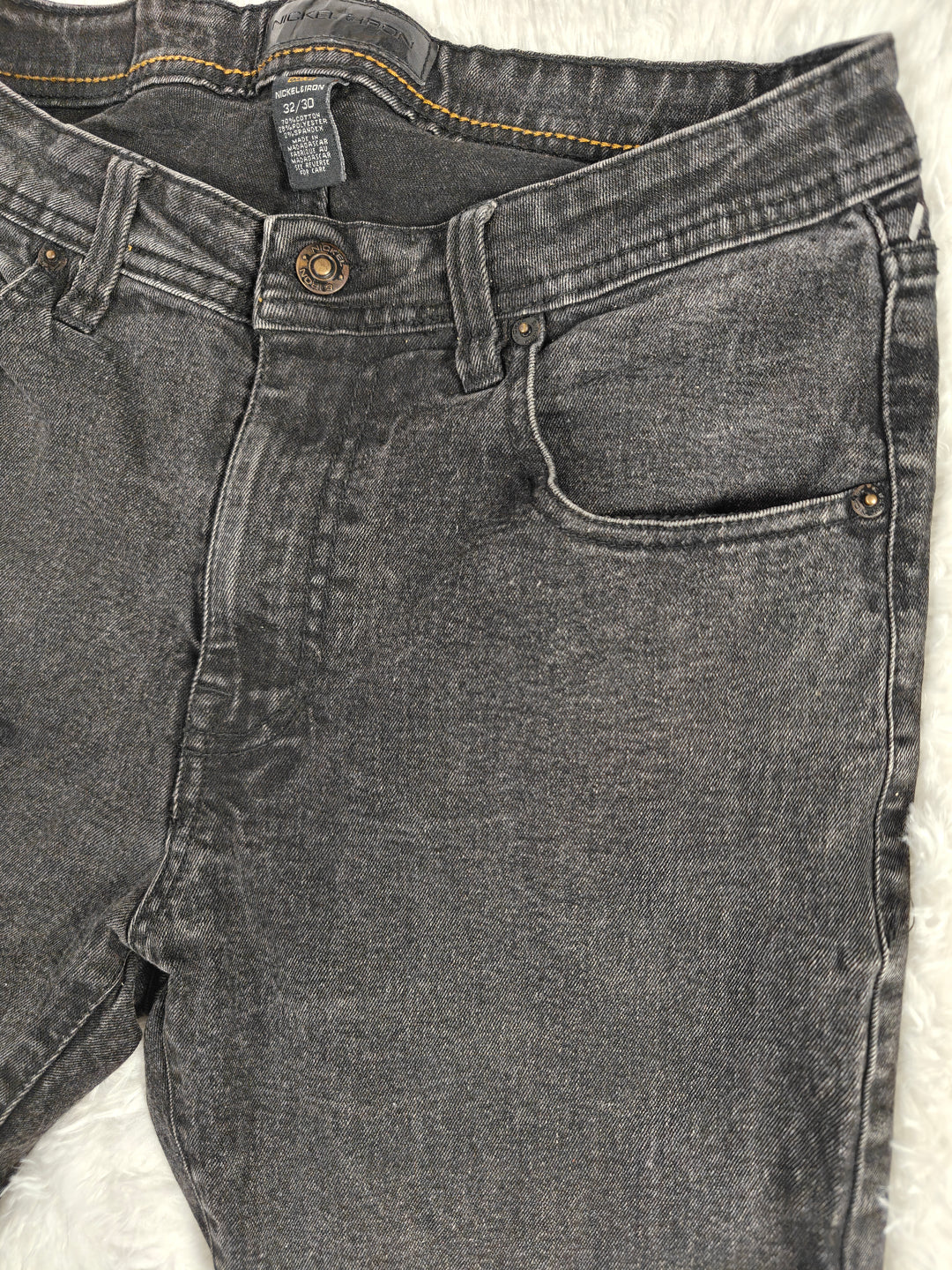 Mens Nickel &amp; Iron Slim Straight Jeans Black 32x30