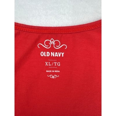 Old Navy Womens Embroidered Tank Top XL Blood Orange Cotton
