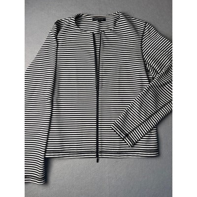 Lafayette 148 B&W striped zip up coat, Size Medium