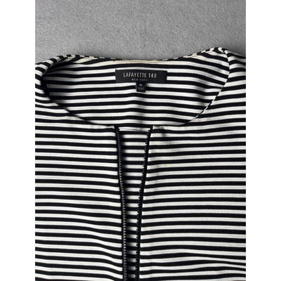 Lafayette 148 B&W striped zip up coat, Size Medium