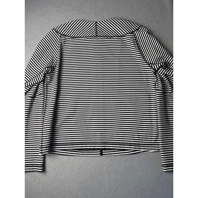 Lafayette 148 B&W striped zip up coat, Size Medium