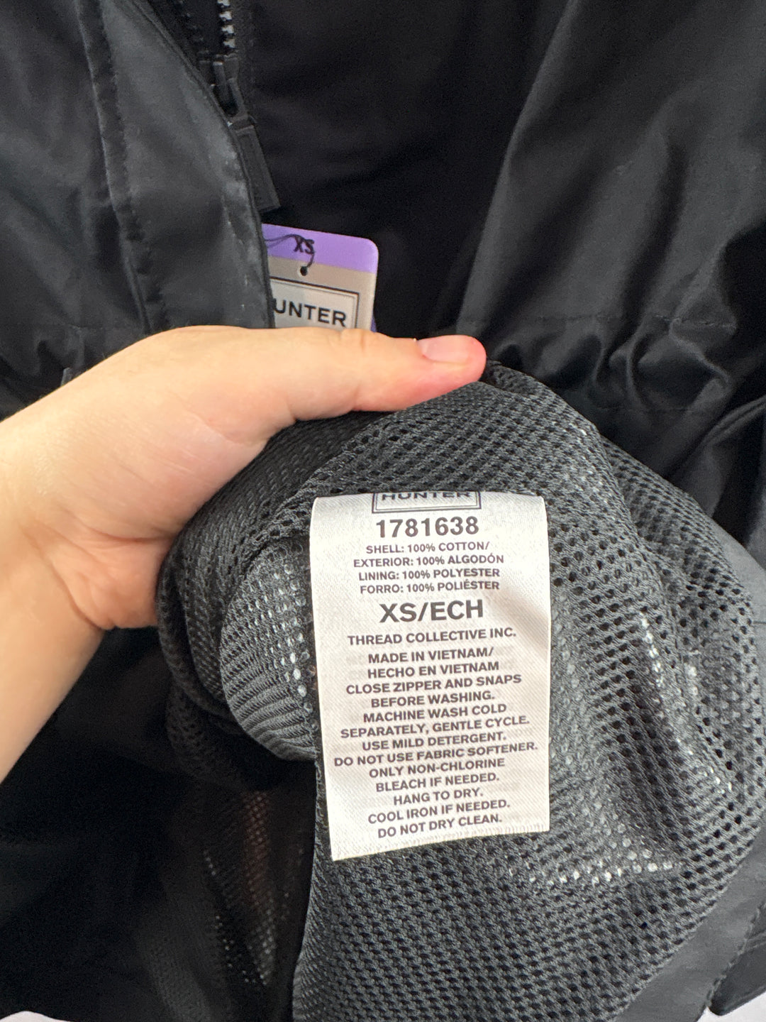 Women’s Hunter XS Black Rain Jacket