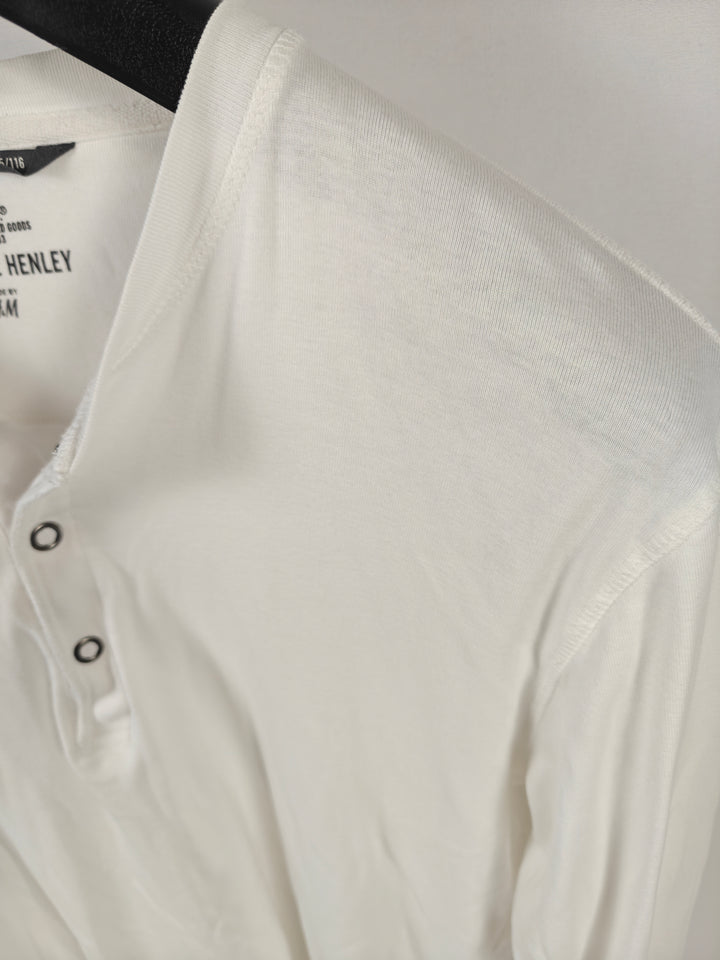 Men’s H&amp;M L.O.G.G. Original Henley White XL Long Sleeve Shirt