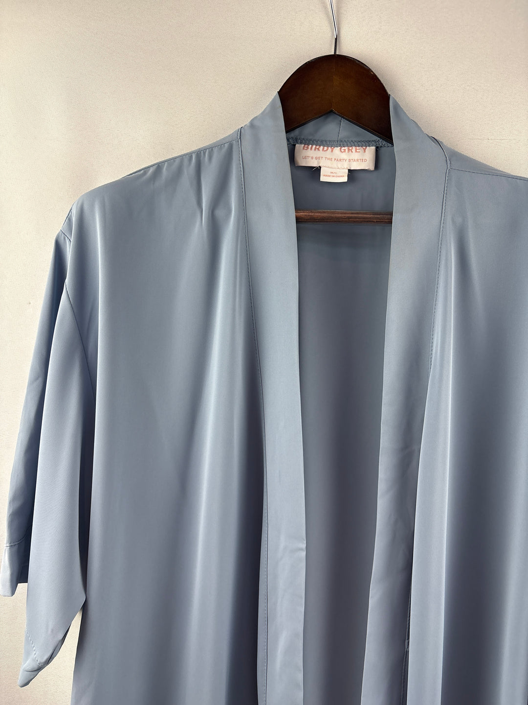 Women’s Birdy Grey M/L Misty Blue Short Sleeve Robe