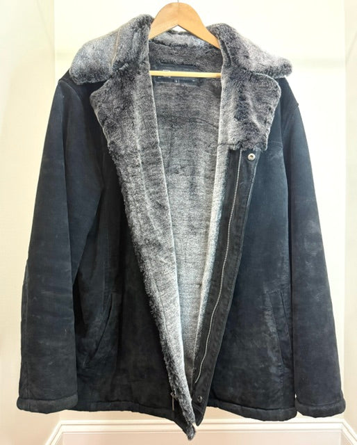 Bachrach Black Suede Fur‑Lined Vintage Jacket SzL