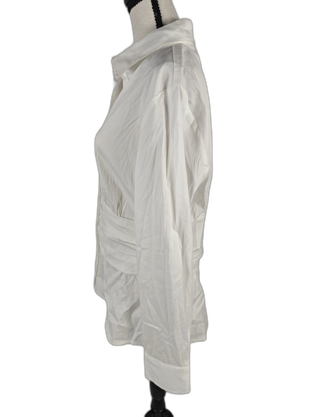 Women’s Finley White Ruched Button Front Blouse Size L