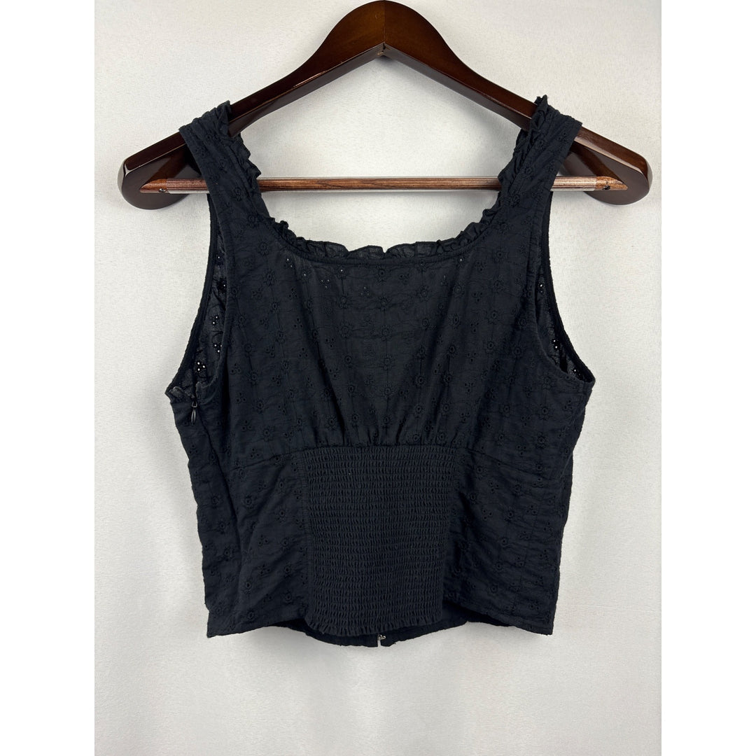 Women’s Frankie’s Bikinis Medium Black Tank Corset Top with a Side Zipper