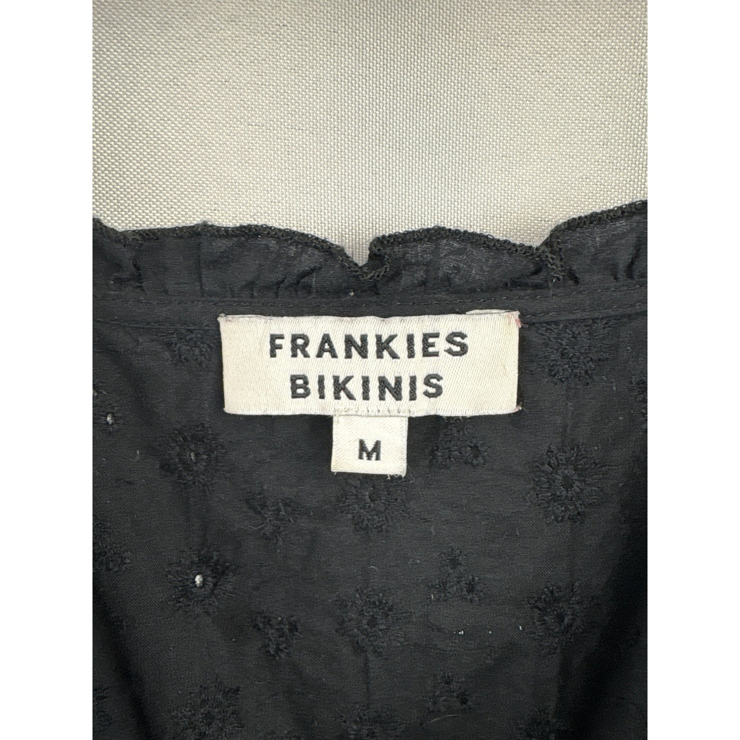 Women’s Frankie’s Bikinis Medium Black Tank Corset Top with a Side Zipper
