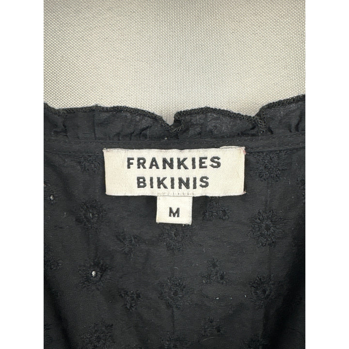 Women’s Frankie’s Bikinis Medium Black Tank Corset Top with a Side Zipper