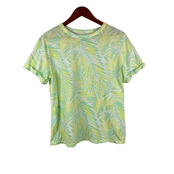 Womens Tropical Leaf Print Cotton T-Shirt