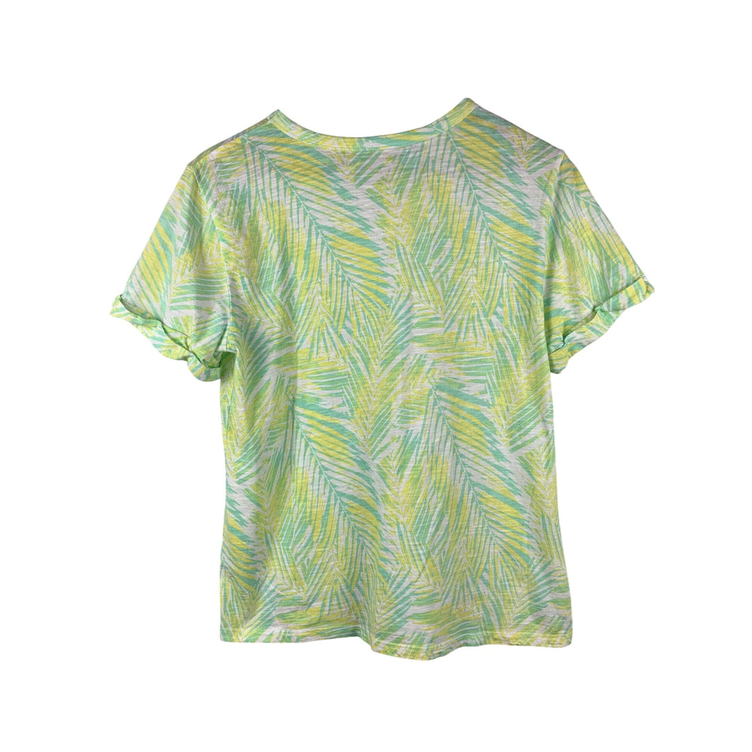 Womens Tropical Leaf Print Cotton T-Shirt