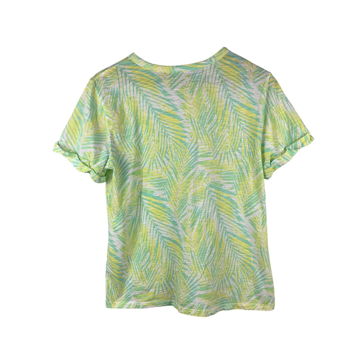Womens Tropical Leaf Print Cotton T-Shirt