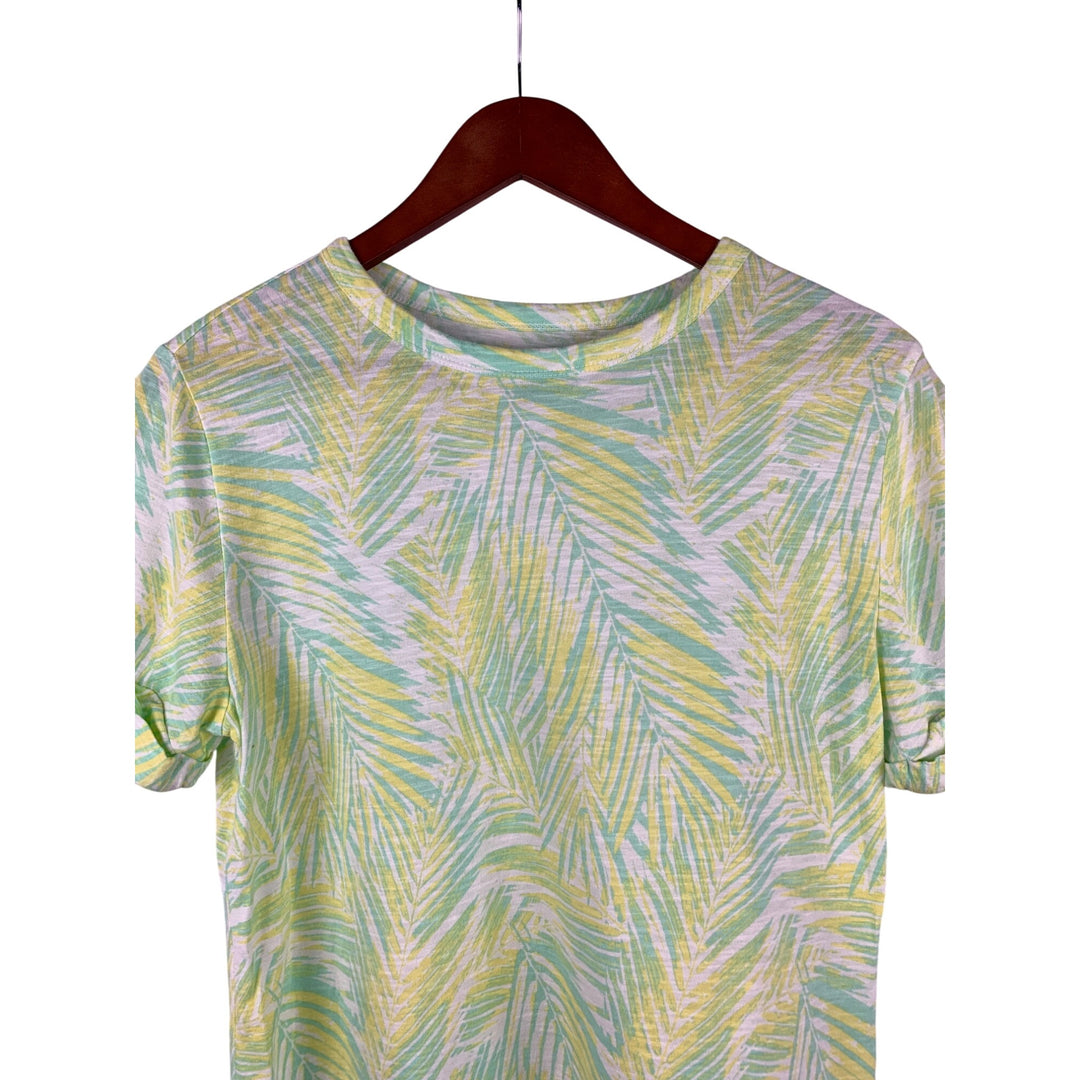 Womens Tropical Leaf Print Cotton T-Shirt