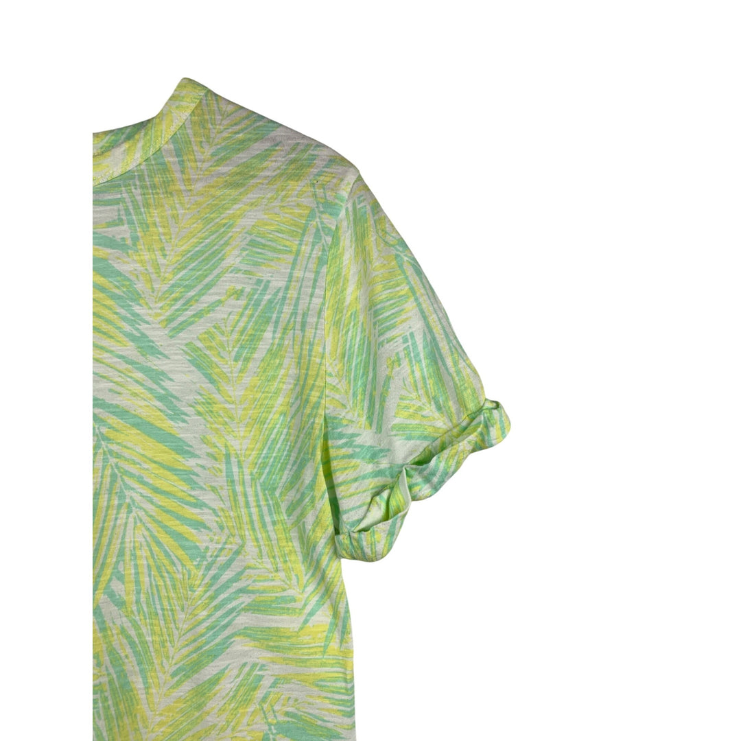 Womens Tropical Leaf Print Cotton T-Shirt