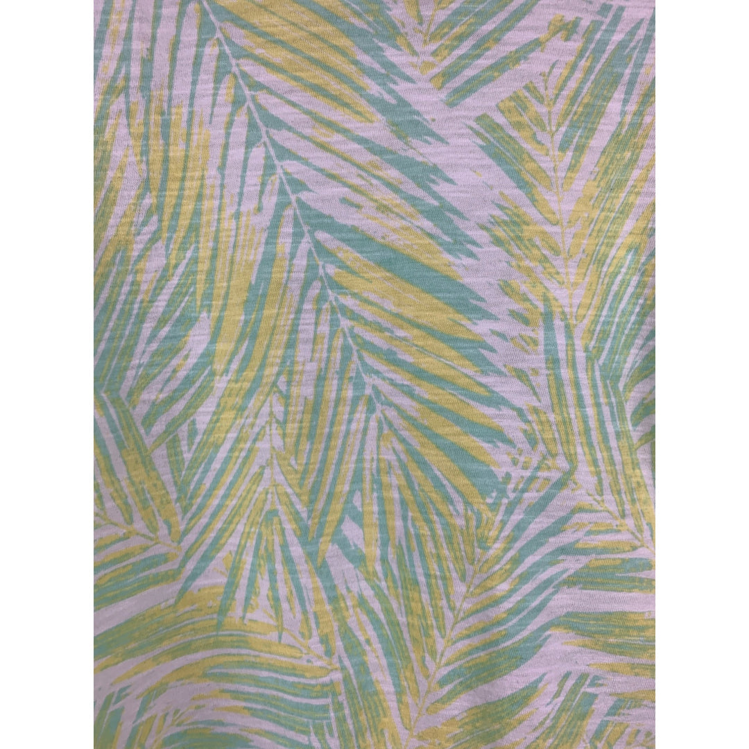 Womens Tropical Leaf Print Cotton T-Shirt